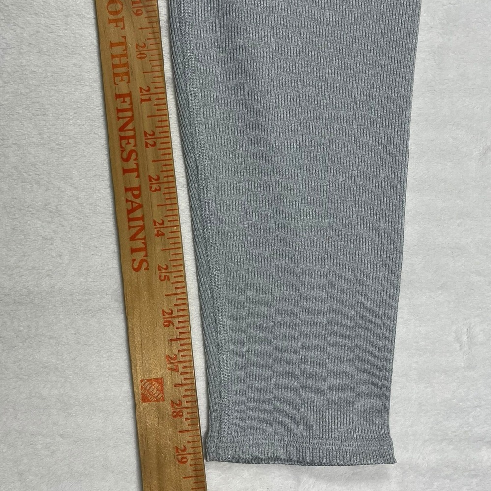Alo Yoga Goddess Leggings Women Large Grey White Striped Ribbed High Waist - Picture 9 of 14